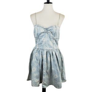 Res Denim Lightwash Floral Print Dress Size Medium